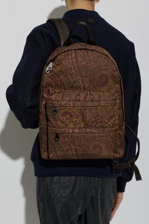 Etro Patterned Backpack, Mens, Brown