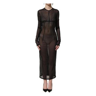 Dolce & Gabbana Sheer Fitted Maxi Dress - female - Dolce & Gabbana - Maxi Dresses - Black - S - Dresses