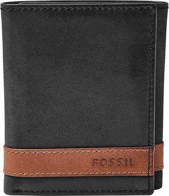 Fossil Wallet for Men Quinn, 100% Leather Trifold black 8.5 cm L x 2 cm W x 10 cm H ML3645001
