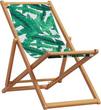 vidaXL Sedia da Spiaggia Pieghevole Foglie Legno Eucalipto e Tessuto - Vidaxl