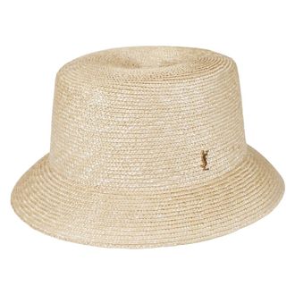 Saint Laurent Maglina Straw Bucket Hat - Dames - Accessoires - Beige - Maat: 57 CM