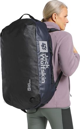 Jack Wolfskin Sporttasche JACK WOLFSKIN ALL-IN DUFFLE 65, Gr. onesize, blau (midnightsky), Polyester, Taschen Sporttasche