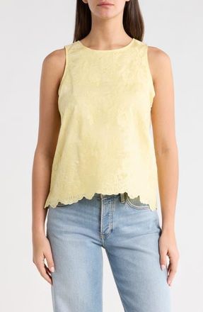 Vince Camuto Lace Overly Tank in Lemon Cream at Nordstrom, Size Xx-Small
