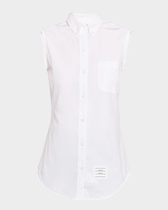 Thom Browne Sleeveless Poplin Button-Down Shirt