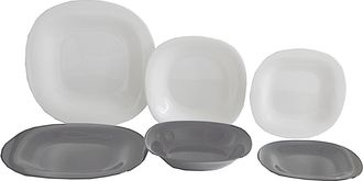 Luminarc Extralink Carine Neo Conjunto De Vajilla Negro Blanco 18 Piezas