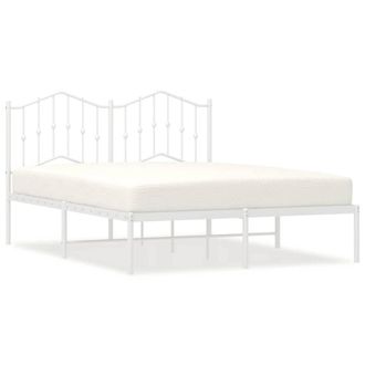 Berkfield Home Metal Bed Frame with Headboard White 135x190 cm Double