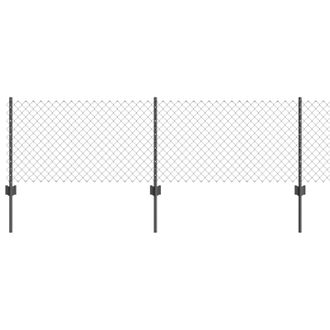 Berkfield Home Welded Wire Fence with 5 U Posts Grey 0.4x10 m Steel