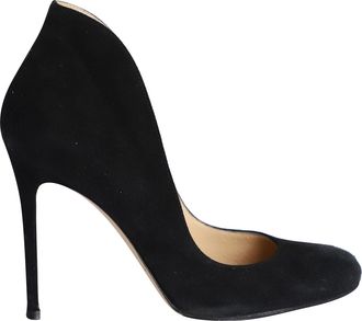 Gianvito Rossi Pre-owned Womens Round-toe Flared Pumps in Black Suede - Size EU 37