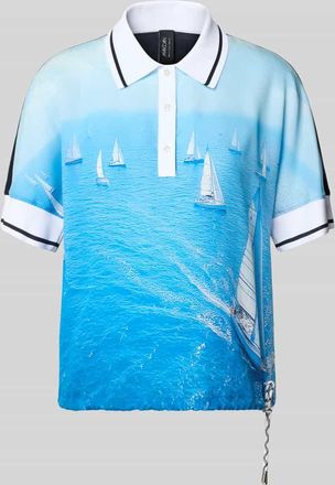 Marc Cain Regular Fit Bluse aus reinem Lyocell mit Polokragen in Sky, Gr&ouml;&szlig;e 34