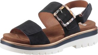 Ara Plateausandaletten ARA MALAGA, Damen, Gr. 35, blau (dunkelblau), Ziegenveloursleder, Schuhe Plateausandaletten, Plateausandale, Klettschuh in Bequemwe