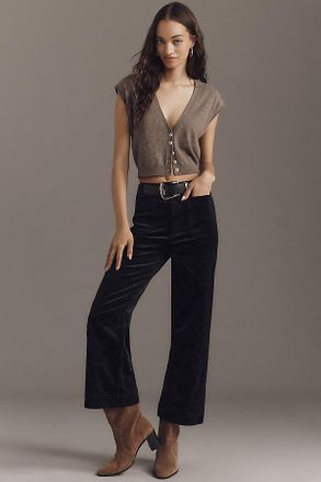 Maeve The @merricksart Colette Crop Corduroy Heart-Print Pants by Maeve