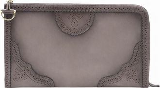 Gucci Gucci Duilio Brogue Zip Around Leather Clutch Bag (Pre-Owned)