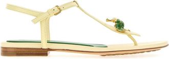Bottega Veneta Pastelgele Leren Rana Flora Sandalen