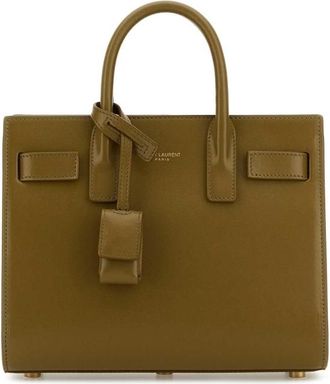 Saint Laurent Khaki Leather Nano Sac De Jour Handbag