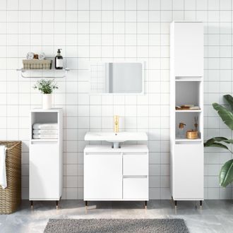 vidaXL Juego De Muebles De Ba&ntilde;o 3 Pzas Madera Contrachapada Blanco Vidaxl