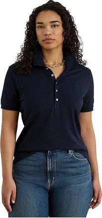 Lauren Ralph Lauren Plus Size Pique Polo Shirt Womens Clothing Lauren Navy : 3X, Cotton/Elastane