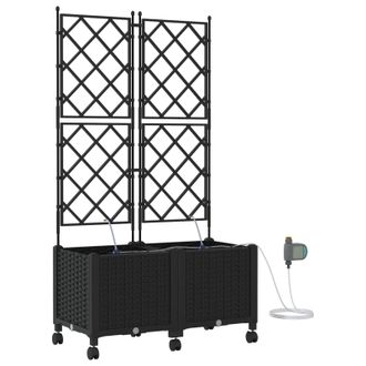vidaXL Maceta De Jard&iacute;n Con Riego Y Ruedas 2 Uds. Negro Pp Vidaxl