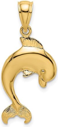 Diamond2Deal 14k Gold Polished Jumping Dolphin Charm