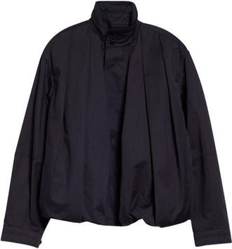 Christophe Lemaire Soft Pleated Cotton Sateen Blouson Jacket in Ink Blue at Nordstrom, Size 10 Us