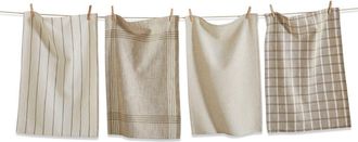 Tag Set of 4 Canyon Woven Beige Cotton Kitchen Dishtowels in White at Nordstrom