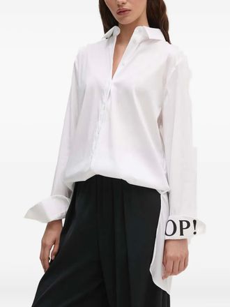 Joop logo-detail long-sleeve shirt - women - Cotton/Elastane/Nylon - 40 - White