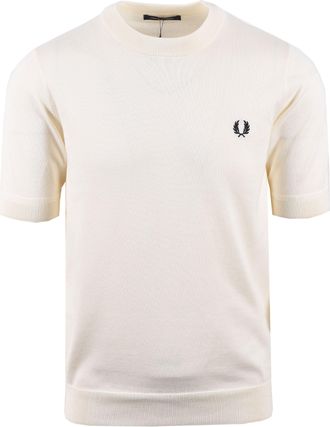 Fred Perry Mens COTTON KNITTED T-SHIRT ECRU - White - Size X-Large