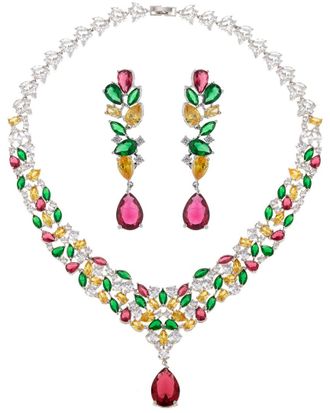 Eyecandy LA Luxe Collection CZ Kate Necklace & Earrings Set