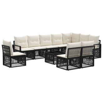 vidaXL Conjunto De Sof&aacute;s De Jard&iacute;n 11 Pcs Negro Rat&aacute;n Sint&eacute;tico Vidaxl
