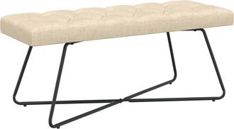 vidaXL Banco Con Tapicer&iacute;a Con Botones Crema 110 X 40 X 46 Cm Tela Vidaxl