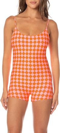 Maaji Sunset Grid Haze One-Piece Swimsuit in Bright Red at Nordstrom, Size Medium