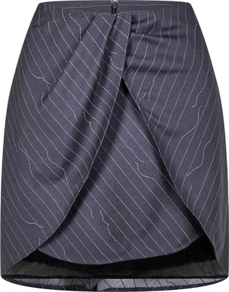 Off-white Off White Dames/Dames Pinstripe Wollen Blend Slanke Minirok (Grijs)