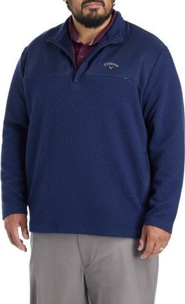 Callaway Big & Tall Mixed Media 1/4 Zip Performance Pullover in Peacoat at Nordstrom, Size 4X Big