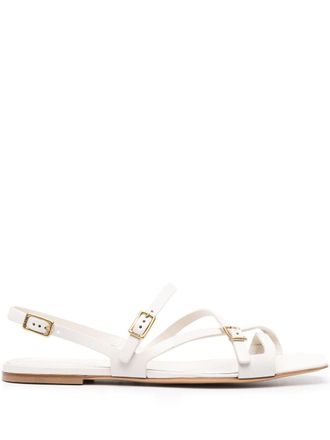 Tod's crossover-strap flat sandals - women - Calf Leather/Leather/Leather - 37 - White