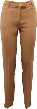 Mauro Grifoni Viscose/Wol Broek in Kameel - Dames - Slim Fit Broeken - Bruin - M - Wol - Broeken
