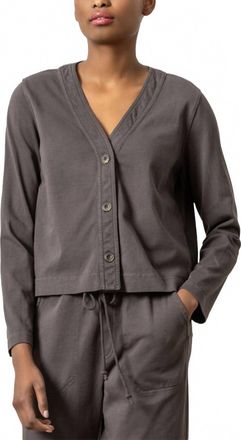 Lilla P Mixed Media Cardigan In Iron
