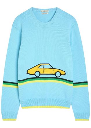 J.W.Anderson Car Striped Cotton-knit Jumper - Blue - XL