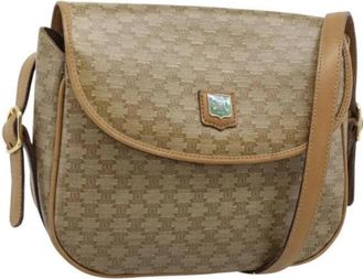 Celine Pre-owned Vintage Canvas Shoulder Bag - Dames - Vintage Schoudertas - Beige - ONE Size - Leer - Vintage