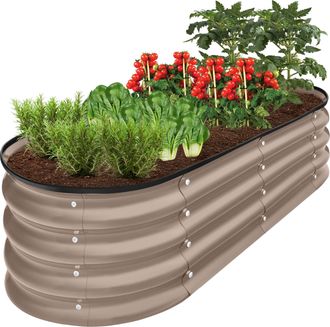 Best Choice Products 4x2x1ft Outdoor Raised Metal Oval Garden Bed, Planter Box for Vegetables, Flowers