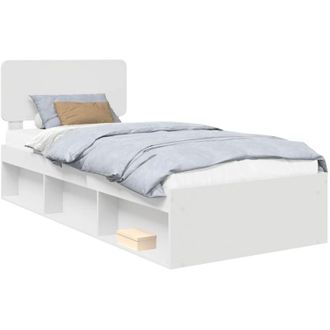 vidaXL Bed Frame with Headboard White 100 x 200 cm Solid Pine Wood vidaXL