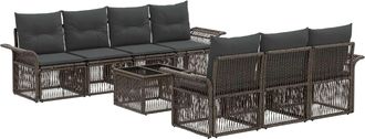 vidaXL Conjunto De Sof&aacute;s De Jard&iacute;n 8 Uds. Gris Rat&aacute;n Sint&eacute;tico Vidaxl