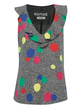 Moschino polka-dot ruffle blouse - Black