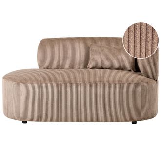 Beliani Chaise Longue Tapizado En Pana Con Coj&iacute;n Decorativo Versi&oacute;n Derecha Beige Arena Vanvey