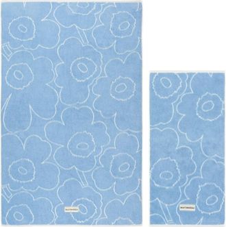 Marimekko Piirto Unikko Badetuch & Handtuch, hellblau / off-white (2er-Set)