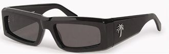 Palm Angels Mens Mens Yreka Rectangle Sunglasses - Black Dark Grey - Size: ONE size