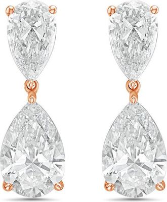Diana M. Jewels 14KW RG 15.00 Ct TW of Lab grown pear shape diamond drop earrings