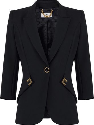 Elisabetta Franchi Tailored Black Jacket with Sharp Shoulders
