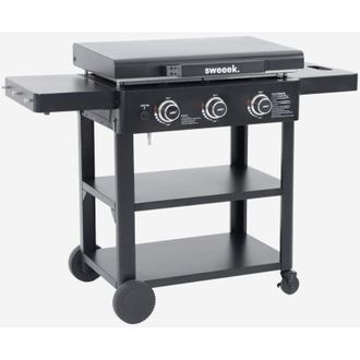 Sweeek Plancha a gas 3 bruciatori acciaio inossidabile 12kW con carrello