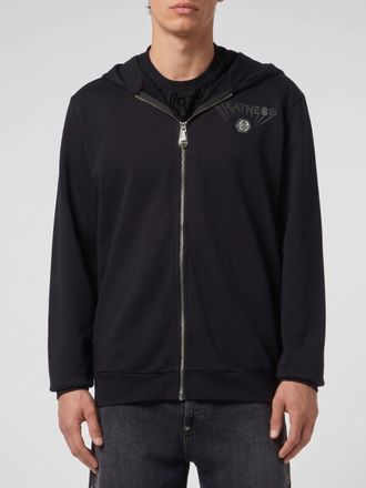 Philipp Plein Felpa con cappuccio e zip in cotone