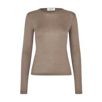 Modstr&ouml;m Harper Lange Mouw Top - Dames - Longsleeves - Bruin - XS - Tops