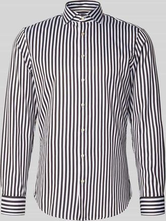 Jake*s Slim Fit Business Hemd aus Baumwolle mit Haifischkragen in Dunkelbraun, Größe 37/38